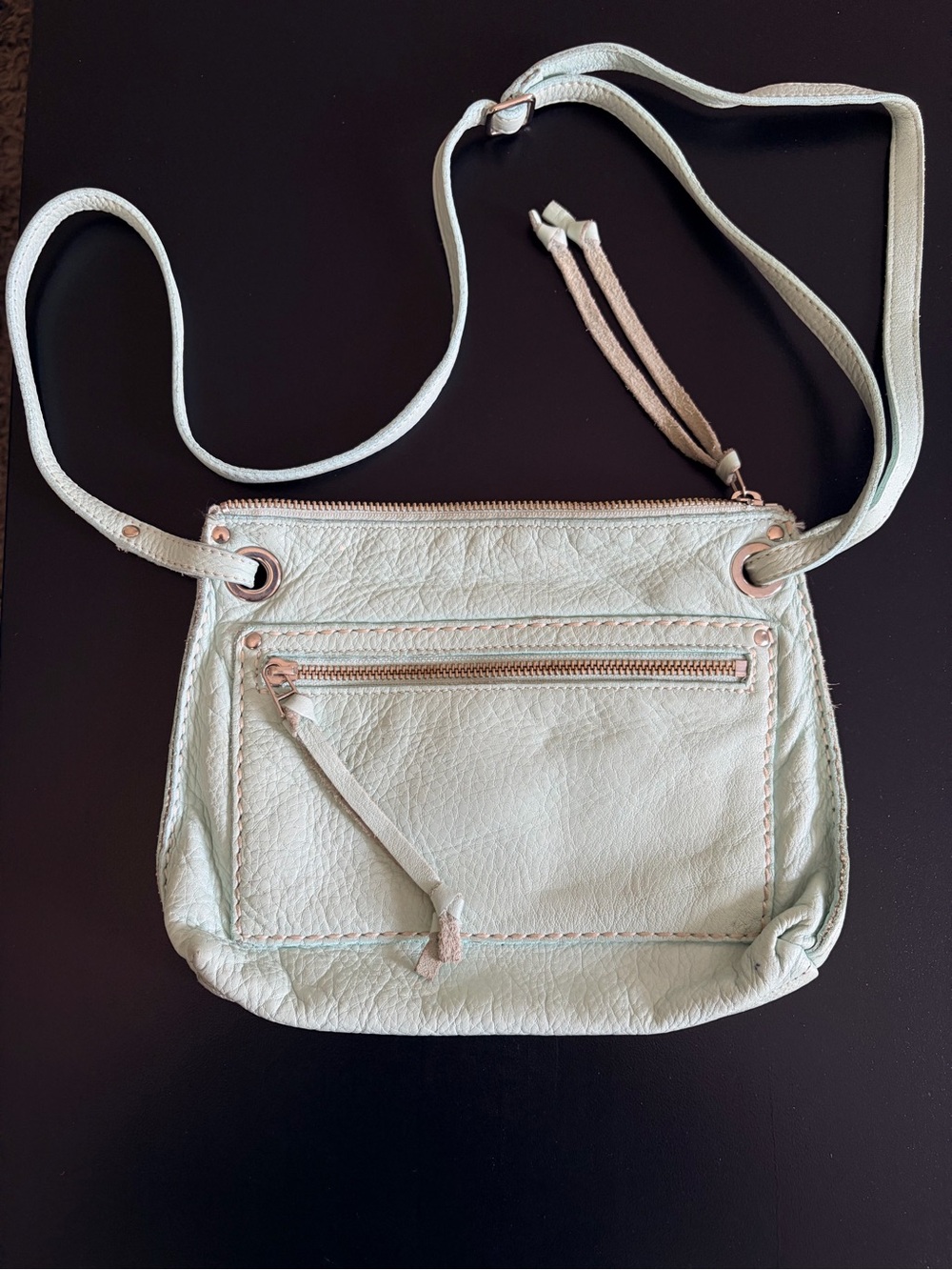 Vintage Roots Light Mint Crossbody Bag - Soft Leather Shoulder Purse